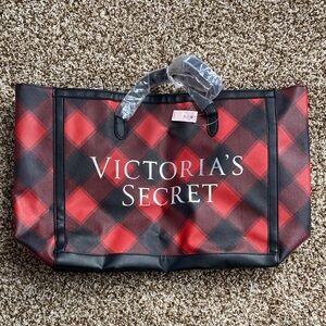 NWT Victoria's Secret Red and Black Plaid Tote